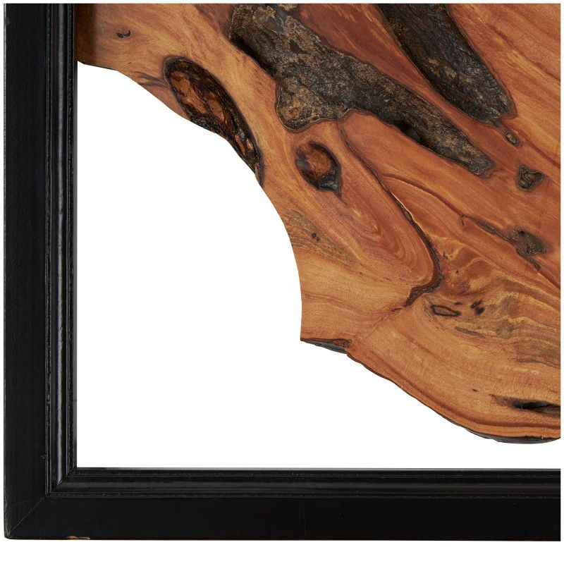 Wood Abstract Handmade Live Edge Wood Slab Wall Decor with Black Frame Brown - Olivia & May, 4 of 15