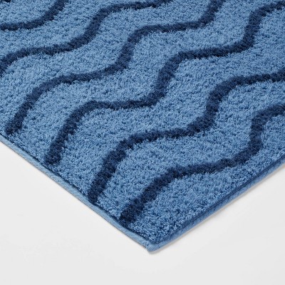 Wave Kids&#39; Bath Rug Navy - Pillowfort&#8482;