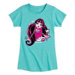 Girls' - Monster High - Draculaura Bat Icons Fitted Short Sleeve Graphic T-Shirt - 1 of 4