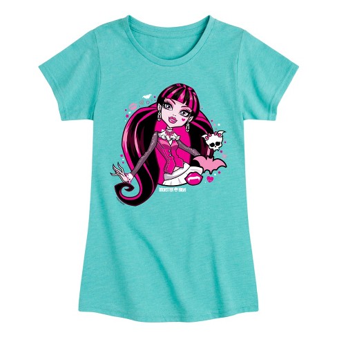 Girls' - Monster High - Draculaura Bat Icons Fitted Short Sleeve Graphic T-Shirt - image 1 of 4