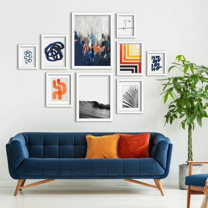Americanflat Abstract Modern (Set Of 9) Mid Century Modern Brush Strokes Framed Matted Gallery Wall Art Set, 4 of 6