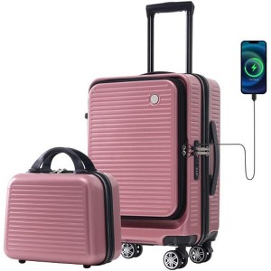 20-Inch Carry-On Luggage with USB Port, TSA Lock, Front Pocket, and 360° Spinner Wheels, Lightweight and Durable Suitcase for Easy Travel - 1 of 4