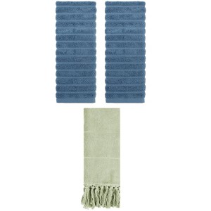 REGALWOVEN 3 Packs Absorbent Soft Solid Cotton Bathroom Hand Towels 14" x 30" - 1 of 4