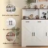 Homhougo Farmhouse Kitchen Sideboard Buffet with 3 Drawers and 3 Doors, Wood Wine Bar Coffee Bar Cabinet with Microwave Stand - 4 of 4