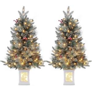 3 Ft Pre-Lit Artificial Christmas Tree with 78 Battery-Powered LED Lights & Illuminated Base, Indoor/Outdoor Holiday Decor for Home Yard Office - 1 of 4