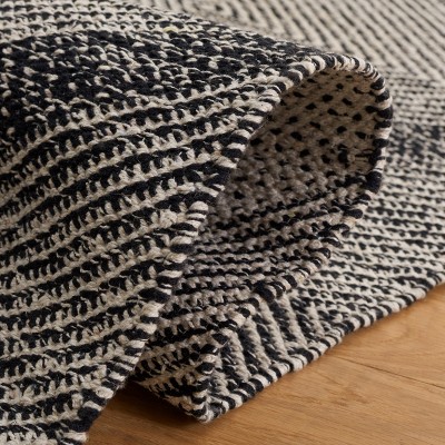 Handwoven Black Cotton Flatweave Runner Rug 27" x 13"