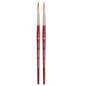 Princeton Velvetouch Long Round Brush, Synthetic Bristles, Short Handle Mixed Media Paintbrush, Scarlet, Size 6, Pack of 2 - 1 of 4