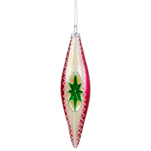 Northlight 6.75" Red and White Retro Reflector Finial Glass Christmas Ornament - 1 of 4