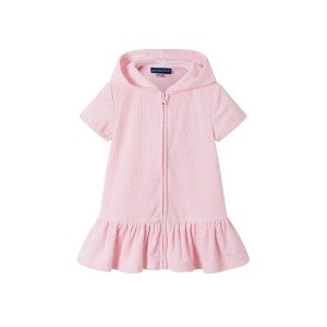 Andy & Evan  Infant  Pink Flower Hooded Terry Cover-Up - 1 of 2
