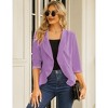 Women's 3/4 Sleeve Cropped Blazer Lightweight Open Front Cardigan Jacket for Business Causal - 3 of 4