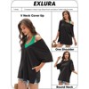 EXLURA Women's Casual Oversized V Neck T-Shirts Tops Reversible Athletic Workout Crew Neck Fashion Trendy Tee - 3 of 4