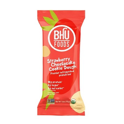 BHU Foods Organic Strawberry Cheesecake Cookie Dough Protein Bar - 1.6oz