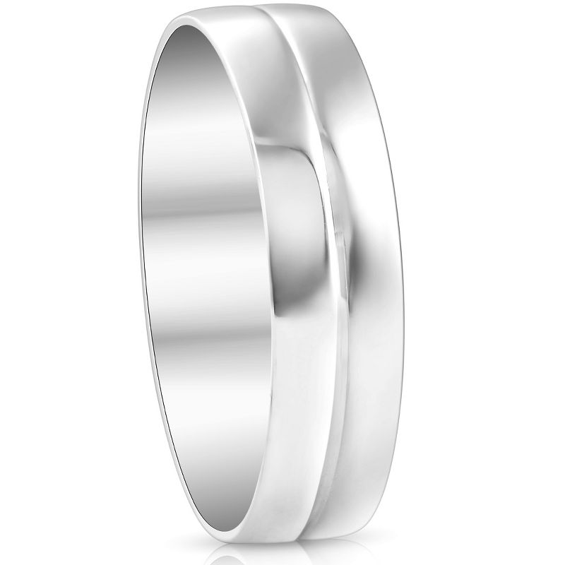Pompeii3 Mens 10k White Gold 6MM Polished Dome Carved Wedding Band Comfort Fit Ring, 3 of 6