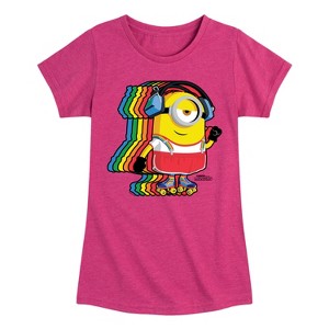 Girls' - Despicable Me Minions - Retro Rainbow Skater Fitted Short Sleeve Graphic T-Shirt - 1 of 4