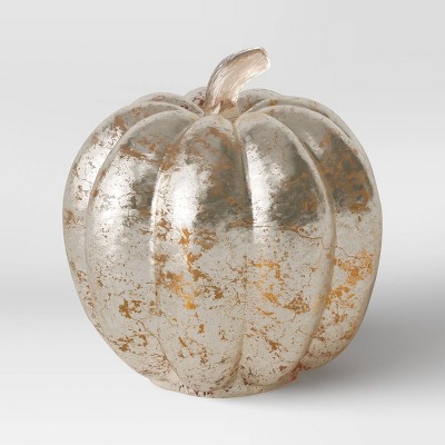 5.7" x 5" Glass/Tin Pumpkin Figurine Gold - Threshold™