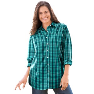 Woman Within Women's Plus Size Perfect Long Sleeve Shirt - 1 of 4