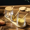 Slickblue Stylish Hammered Clear Glass Condiment Jars, Set of 3, 11 oz, Handmade, Dishwasher Safe - 2 of 4
