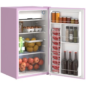 HOMCOM Mini Fridge with Freezer, 3.2 Cu.Ft Compact Refrigerator with Adjustable Shelf, Mechanical Thermostat and Reversible Door for Bedroom, Pink - 1 of 4