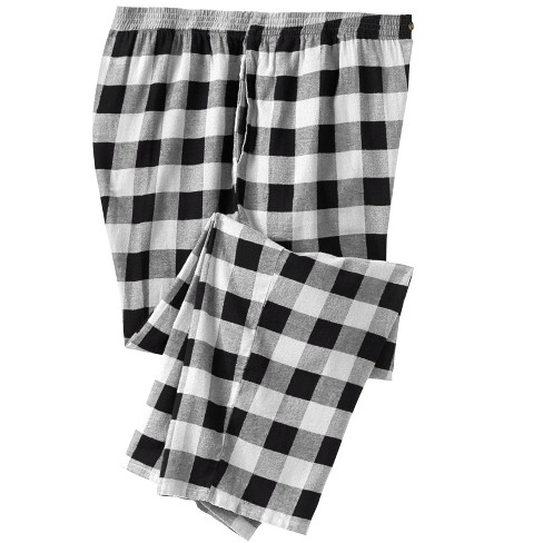 KingSize Men's Big & Tall Flannel Plaid Pajama Pants - Big - 4XL, Black  White Buffalo Check Pajama Bottoms