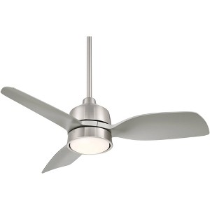 Casa Vieja 36" Verdin Modern Indoor Outdoor Ceiling Fan 3 Blade LED Light Remote Control Brushed Nickel Finish Silver Blades Bedroom Patio Damp Rated - 1 of 4