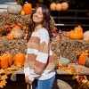Women's Brown & White Stripe Round Neck Long Sleeve Sweater - Cupshe - 2 of 4