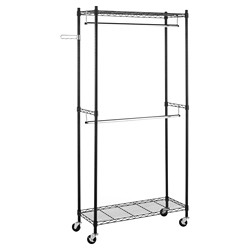 Metal Base Adjustable Double Rod Garment Rack Black - Room Essentials ...