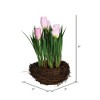 Vickerman 9" Artificial Pink Potted Tulip, Pack of 2 - 2 of 4