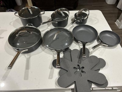 12pc Aluminum Nonstick Hard Adonized Cookware Set Dark Gray - Figmint™ :  Target