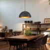 LLHZSY 1-Light Industrial Antique Black Dome Pendant Ceiling Light Fixture For Kitchen Island Dining Room- 15 7/10" W x 8 1/2" H - 2 of 4