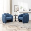 SEYNAR Modern Teddy Upholstered Accent Pumpkin Chair with Openwork Design Set of 2 - 4 of 4