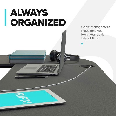 Sleek Black L-Shaped Adjustable Computer Desk with Keyboard Tray