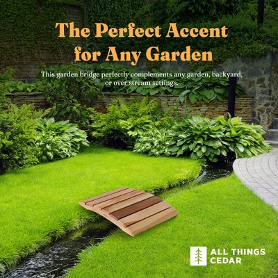 2-Ft Beige Cedar Wood Garden Bridge