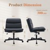Armless Criss Cross Chair, Cross Legged Chair,  Wide Office Desk Chair with Wheels, Black Leather - 2 of 4