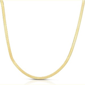 10k Yellow Gold 3mm Super Flexible Silky Herringbone Chain Necklace - 1 of 4