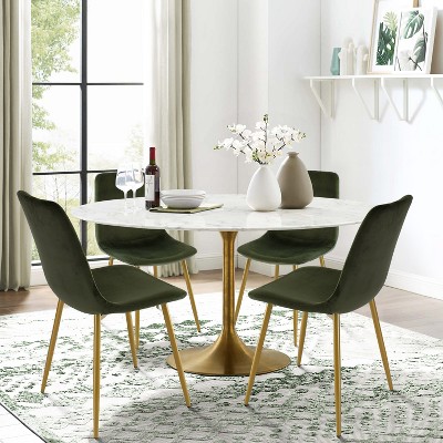 Set of 4 Bingo Upholstered  Side Chair Gold Leg-Maison Boucle