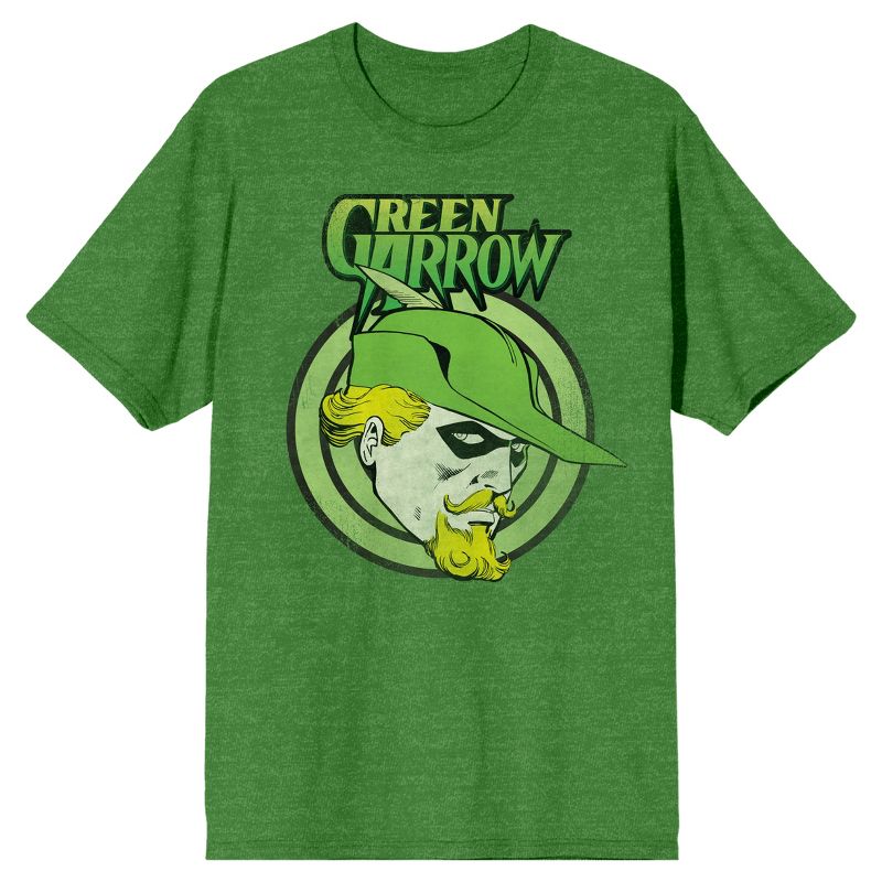 Justice League Green Arrow Men's Irish Green Heather T-shirt, 1 of 2