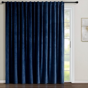 Home Boutique Prima Velvet Solid Light Filtering Back Tab/Rod Pocket Window Curtain Panel Navy Single 114x84 - 1 of 1