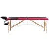 vidaXL Foldable Massage Table 2 Zones Wood Black and Pink - 2 of 4