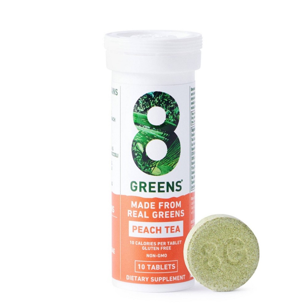Photos - Vitamins & Minerals 8Greens Effervescent Tablets Dietary Supplement - Peach Tea - 10ct
