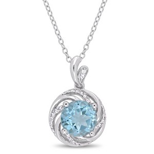 EVERLY JEWELRY | Sterling Silver 0.01 CT TW Diamond And 2 1/2 CT TGW Sky Blue Topaz White Topaz Fashion Pendant With Chain, 18-inch - 1 of 4