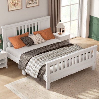 CSBDHome Solid Wood Platform Bed with Wood Slats, No Box Spring Needed