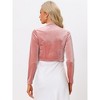 Allegra K Women's Velvet Crop Tie Front Long Sleeve Elegant Shrug - 3 of 4