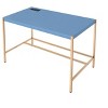 NicBex Home Office Desk 42" Modern Writing Desk with 2 Sockets, 2 Ports, Wooden Desktop and Gold Metal Legs for Office, Study, Living Room - 2 of 4