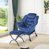 Lazy Chair with Ottoman, Modern Lounge Accent Chair, Leisure Sofa Armchair with Footrest, Reading Armchair with Side Pocket, Plush Pink - 3 of 4