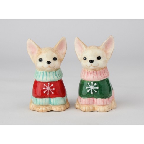 Kevins Gift Shoppe Ceramic Christmas Chihuahua Dog Salt And Pepper Shakers - image 1 of 4