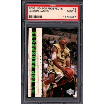 LeBron James Rookie Card 2003-04 UD Top Prospects #3 PSA 9