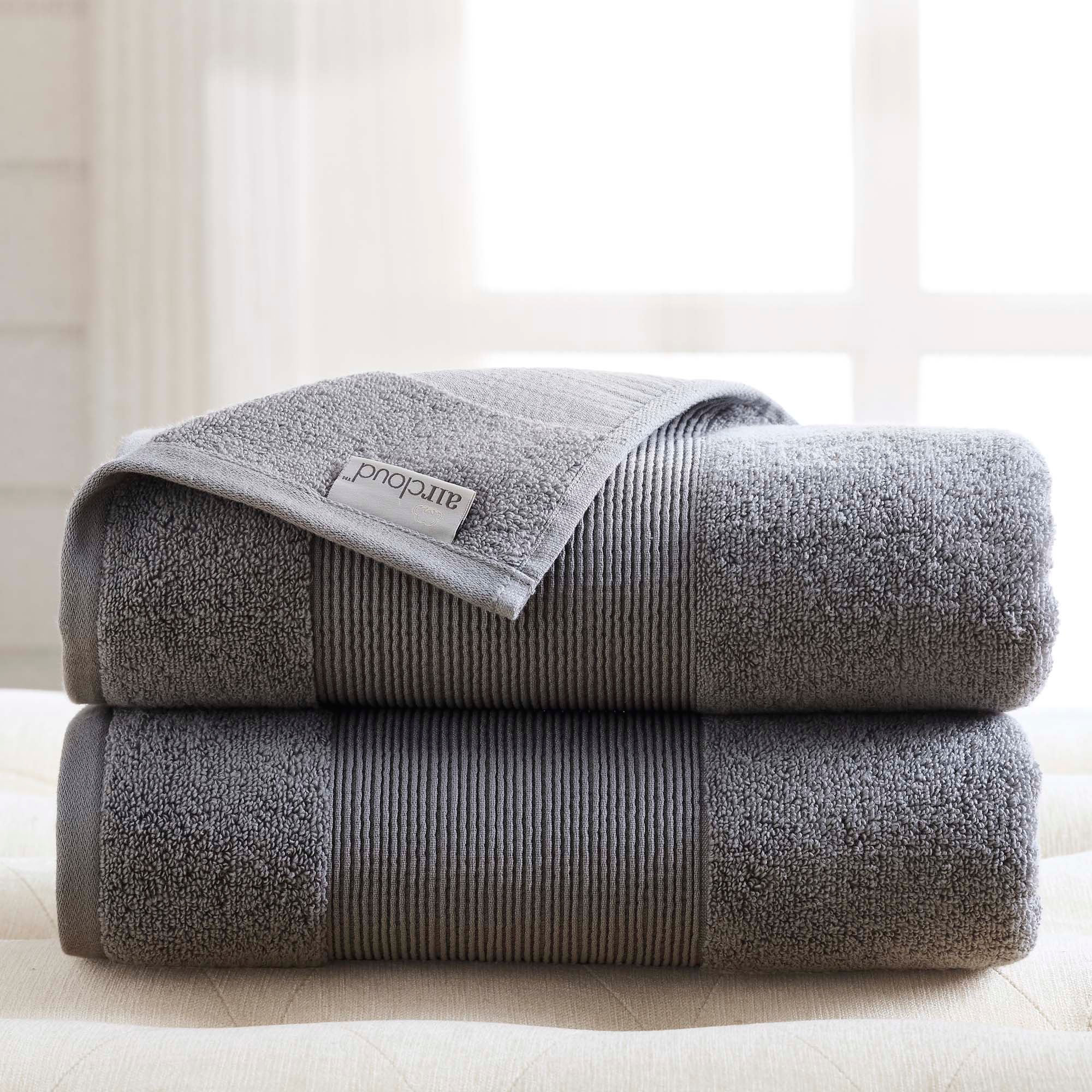 Modern Threads AirCloud 2-Pk 100% Cotton Oversized Bath Towel Sheet, Charcoal Gray