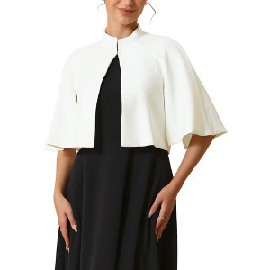 INSPIRE CHIC Women's Formal Crew Split Short Sleeve Evening Cape Blazer Shrug - 1 of 4