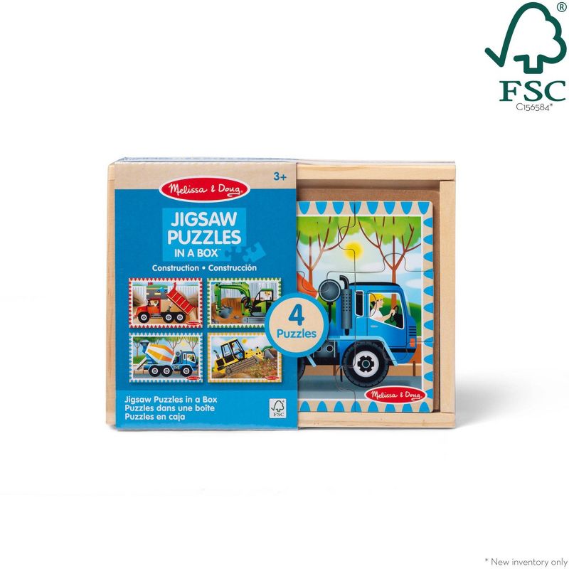 Melissa &#38; Doug Construction Vehicles 4-in-1 Wooden Jigsaw Puzzles (48pc), 4 of 16