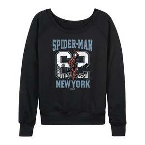 Women's - Marvel - Spider-man 62 New York Lightweight French Terry Wide Neck Long Sleeve Shirt - 1 of 4